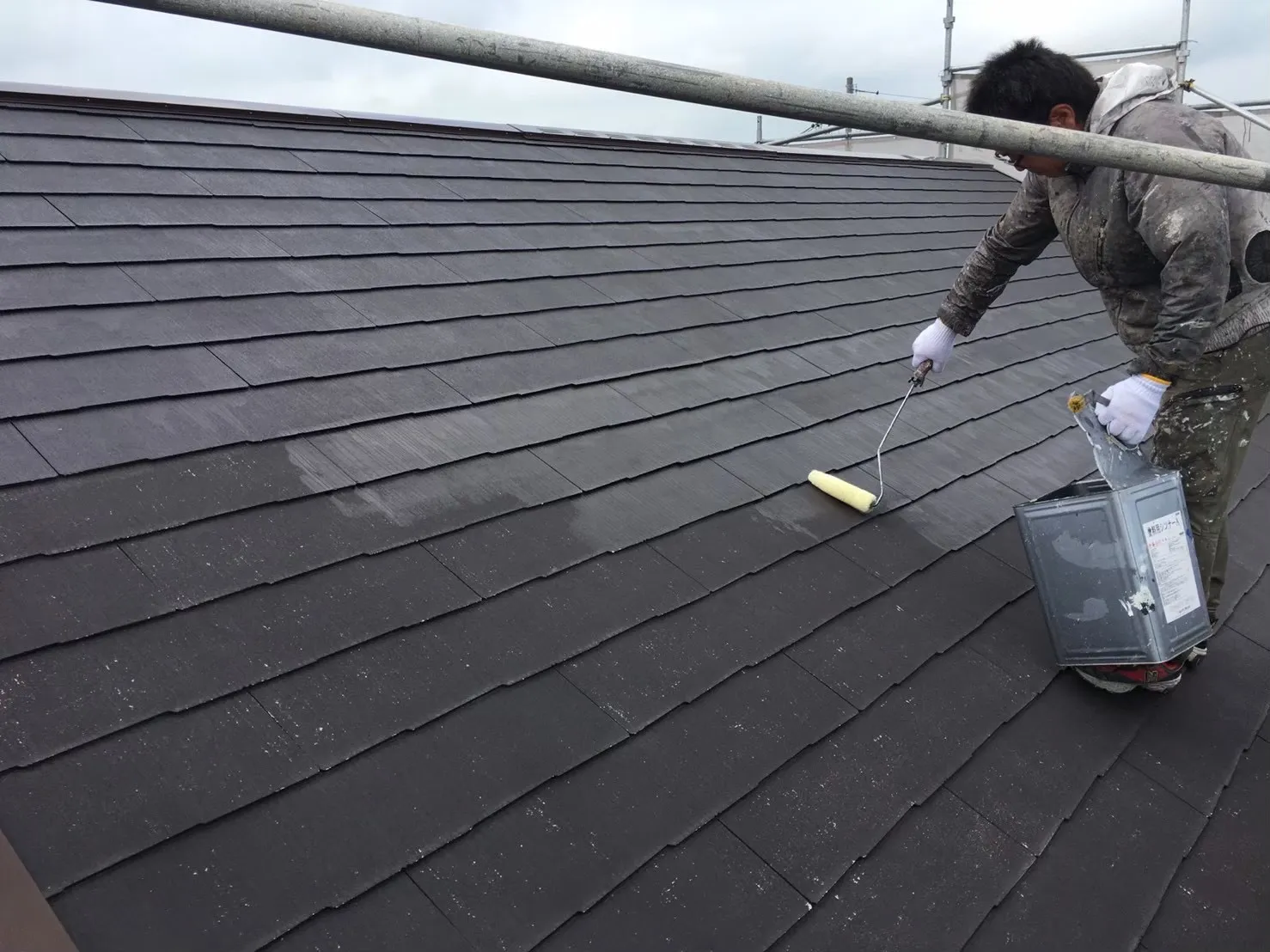 佐賀市鍋島町蛎久 屋根塗装 無機塗料仕上げ タテイルα屋根用強化色仕様