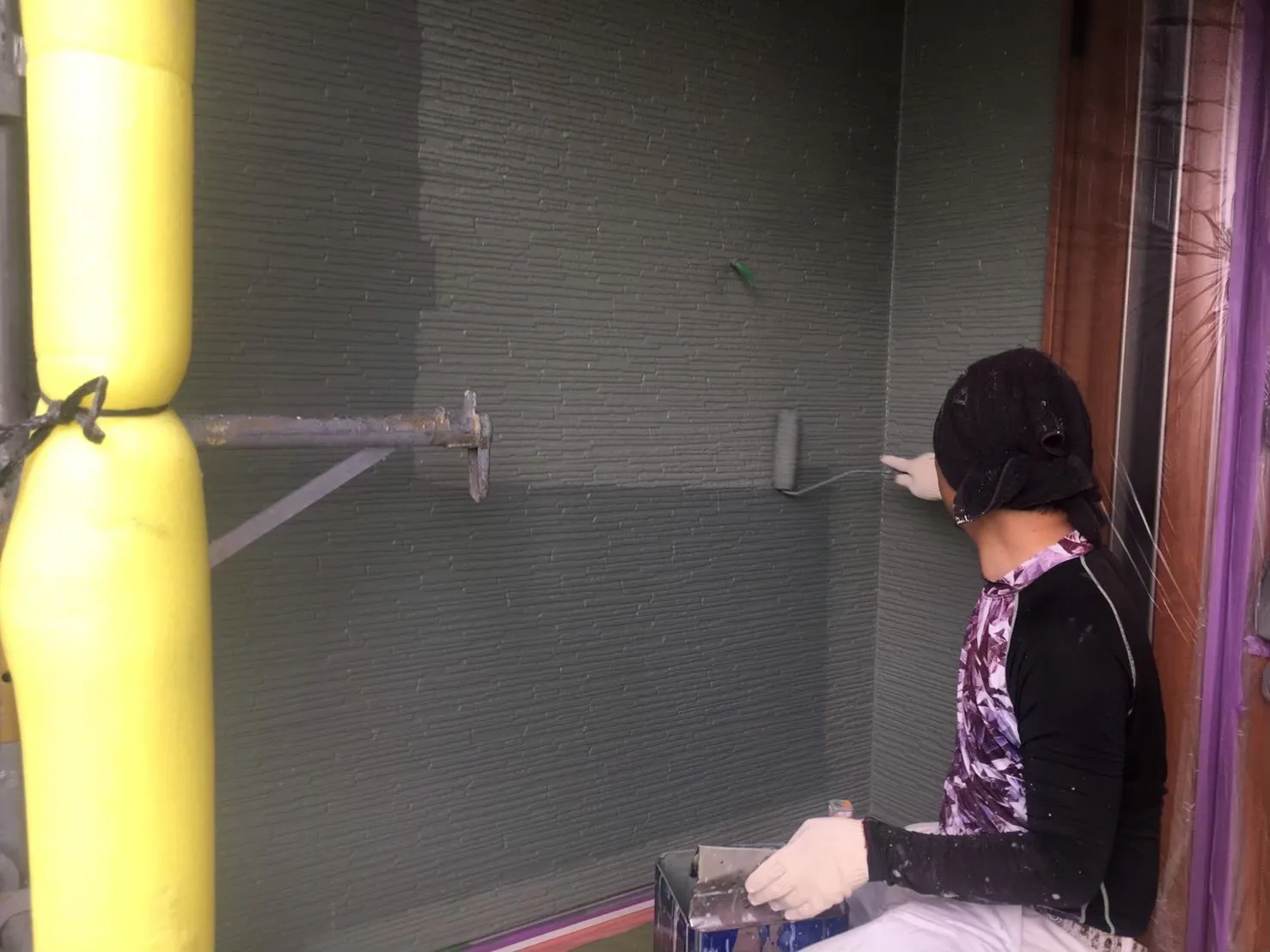 みやき町簑原 外壁塗装 中塗り 上塗り フッ素樹脂塗装