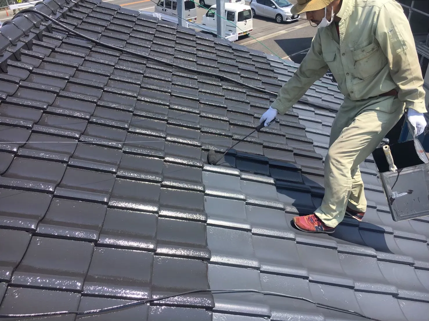 神埼市姉川 トタン小屋塗装工事 屋根塗装